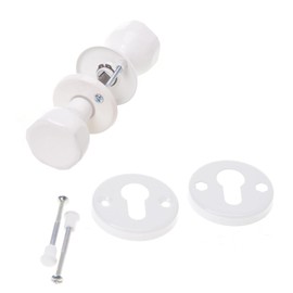 Aqbau® Door Knob, Rotatable with Rosette PZ Button Pusher Rotary Knob Room Door Knob Complete Set Door Knobs Including Bolts and Screws Door Handle Knob (White)
