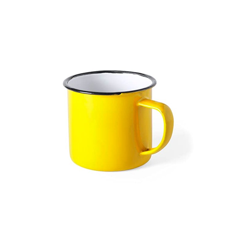eBuyGB Set of 2 380ml Coloured Enamel Mugs Retro Outdoor