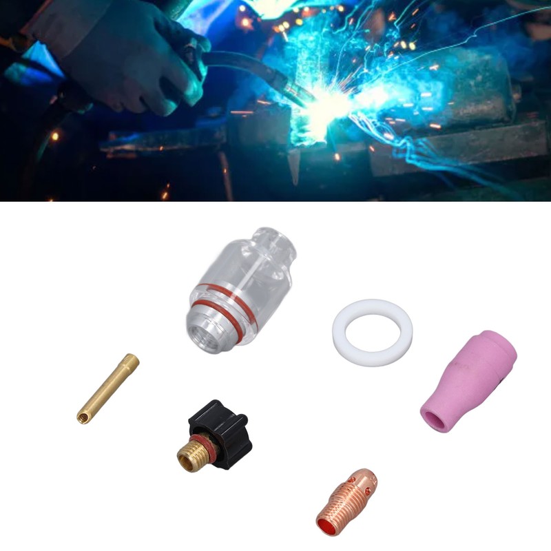 6Pcs TIG Welding Accessory Set 4# Ceramic Nozzle 2.4mm Electrode