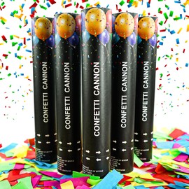 Biodegradable Confetti Cannon Party Popper - 5 Pack 12 Inch Large Confetti Shooters for Wedding Celebration Birthday Celebration Decorations Christmas New Year Graduation (Multicolor)