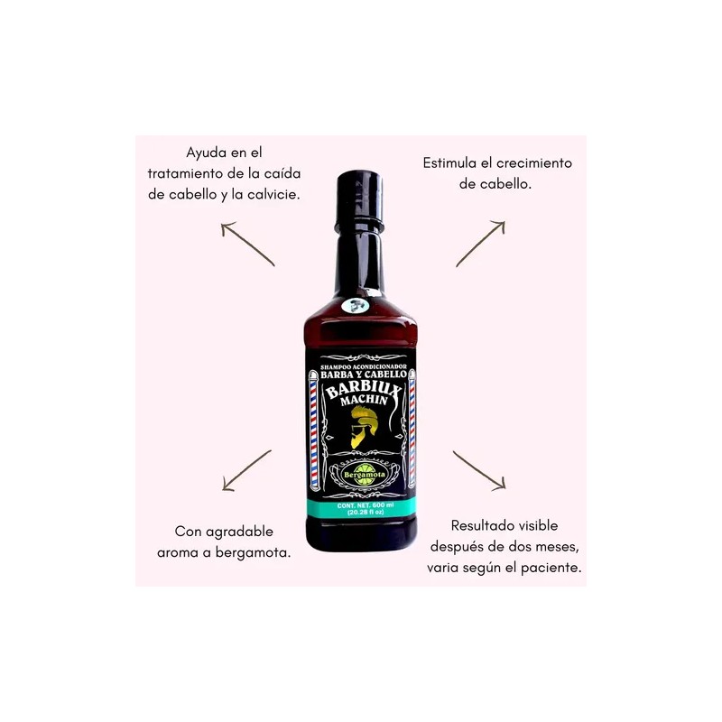 Shampoo Acondicionador Barba Cabello Bergamota 600ml Barbiux
