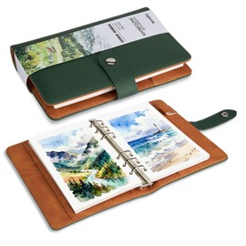 Lightwish Watercolor Sketchbook Refillable 100% Cotton, 300gsm (140lb) - 6.69" x 3.94" Hot Press Watercolor Paper Journal Notebook - 20 Sheets with PU Leather Cover for Drawing Mixed Media