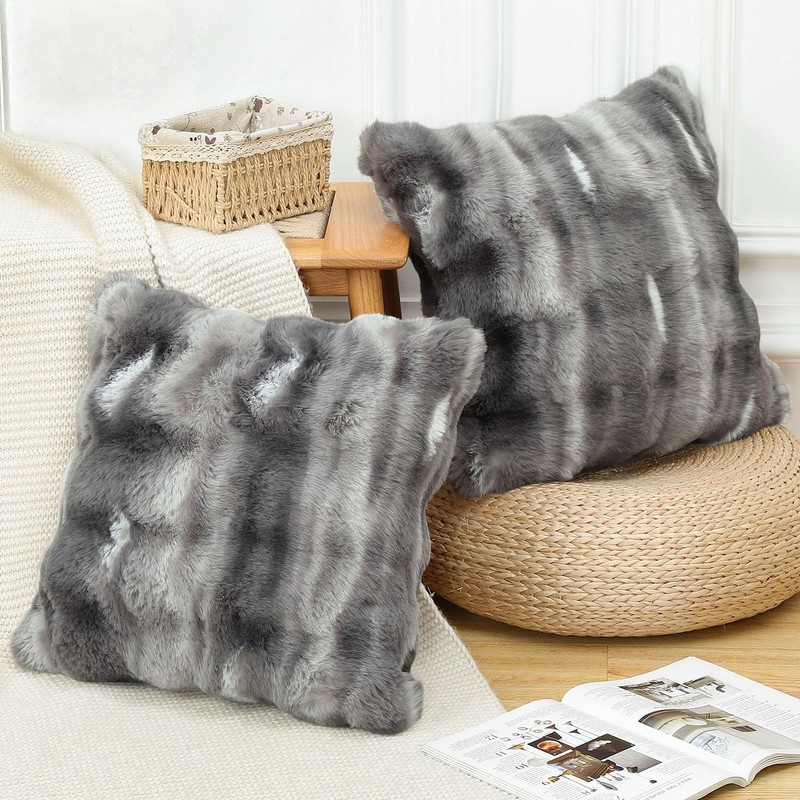 Madizz Pack of 2 Thick Plush Wool Cushion Covers 45x45