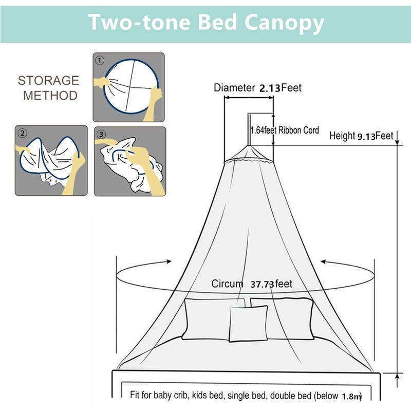 Eimilaly Two-tone Bed Canopy Stars Glow in the Dark White
