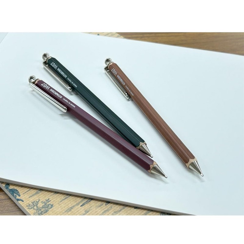 Kitaboshi 0.7mm Mechanical Pencil, Wooden Barrel, #0 2B, Black Lead,