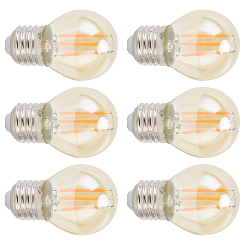 6Pcs Vintage LED Light Bulb Gold Glass Dimmable G45 E27
