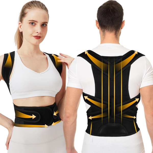 Male and female posture corrector, equipped with back support and