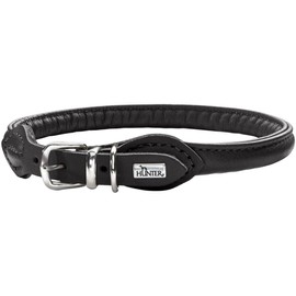 HUNTER Round and Soft Nickel-Plated Collar, 45/8, 38 x 42 cm, Medium, Nappa Black
