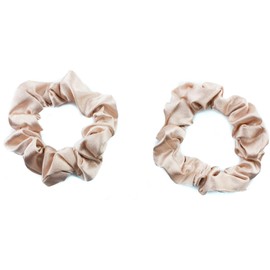 Mytoptrendz® 2 pcs Plain Colour Small Scrunchies Skinny Silky Satin Traceless Ponytail Holder Hair Ties for Women Girls Kids Thin Fine (Blush)