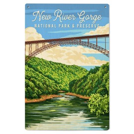 Lantern Press 6x9 Inch Wood Sign, Ready to Hang Wall Decor, New River Gorge National Park, West Virginia, Painterly National Park Series
