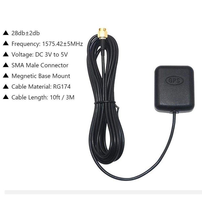 Antena GPS activa impermeable para vehículos con conector SMA macho
