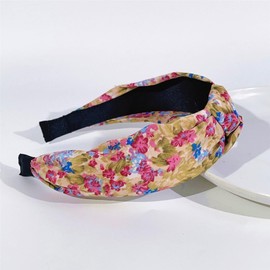 QTMY Flower Boho Headbands for Women Girls,Fashion Hair Band Wide Head Bands Hair Accessories Headwear,1251 (Pink)