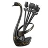 SGVRPVZ Black Small Coffee Spoon Holder Set,Swan Base With 12
