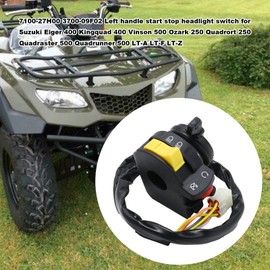 Left Handlebar Start Stop Headlight Choke Lever Switch Replacement for Suzuki Eiger 400 Kingquad 400 Quadmaster 500 Quadsport 250 Ozark 250 Replace# 37400-27H00 37400-09F02