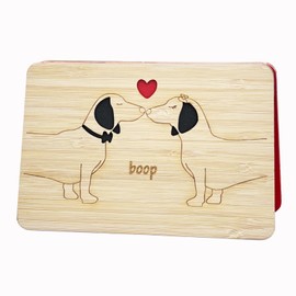 Della Stella Dog Boop Happy Valentines Day Gift Cards,Wooden Birthday Cards,Wedding Anniversary Cards for Wife,Husband,Girlfriend,Boyfriend,Her