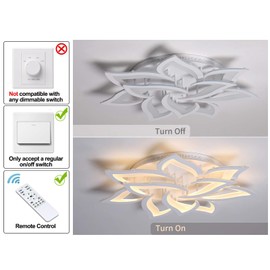 Garwarm Dimmable LED Ceiling Light, 72W Modern Acrylic Flush Mount Ceiling Lamp with Remote Control Metal Flower Shape Chandelier Lighting Fixture for Living Room Bedroom Kitchen