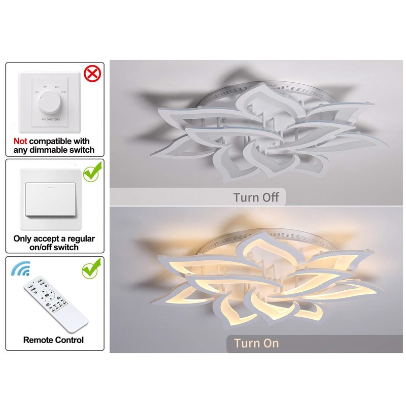 Garwarm Dimmable LED Ceiling Light, 72W Modern Acrylic Flush Mount