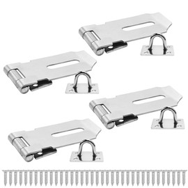 SANATO 2 pcs Padlock Hasp Latch Locks 4 Inch 304 Stainless Steel Door Lock Hasp Latch Hasp for Door Shed Gate Cabinet with Screw Brushed Nickel