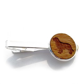 Golden Retriever Tie Clip, Wooden Tie Bar, Mens Necktie Clasp Clip Clamp Pin, Engraved 5th Anniversary Wedding Present, Gift for Dad, Groomsmen, Usher, Birthday, With Gift Box