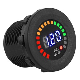 Eacam LED Voltmeter Gauge Waterproof, 3 Colors Display for 12V Vehicles, Easy Install, Mini Size, Twist Lock System, Improve Safety Perfectly, with 15V, 30V Alert, Sturdy Long Service