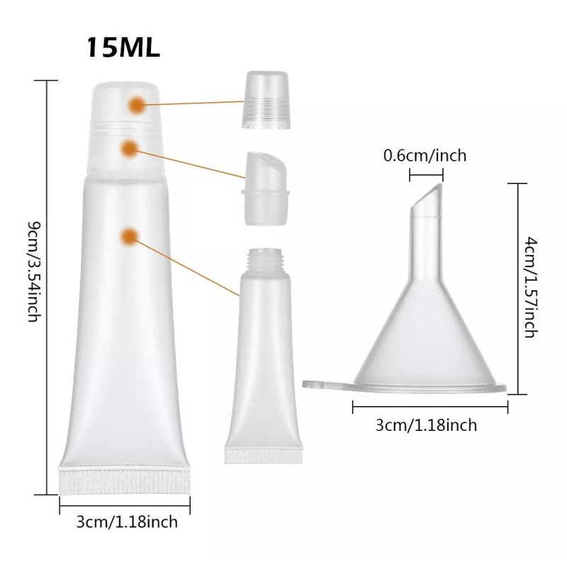 Codreamauto Contenedor Envase Tubos Vacios Lip Gloss 15ml Por 50