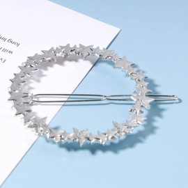 Yheakne Boho Circle Star Hair Clip Silver Round Hair Clip Hair Clips Vintage Hollow Circle Hair Pins Decorative Head Clip Geometry Hair Clip Hair Accessories (Silver)