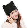 Women's Hat Cat Ear Crochet Braided Knit Caps,Black