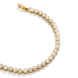Pearich 14k Gold Filled Tennis Bracelet|3mm Cubic Zirconia Classic Tennis Bracelet|Gold Link Bracelets For Women (Round Tennis Bracelet, 7.15)