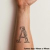 'Letter A' Temporary Tattoo - Water Resistant, Skin-Safe, Non-Toxic Transfer