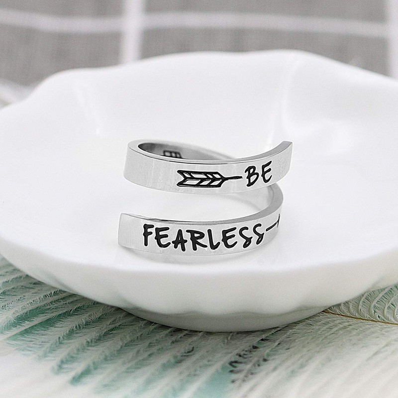 Gleamart Inspirational Ring Stainless Steel Engraved Ring Gift Be Fearless