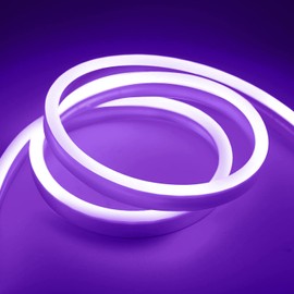 GUPUP Neon Rope Lights,16.4ft Purple Neon Lights,24V,600 LEDs,Flexible,Waterproof,Soft Bright,Silicone LED,Light Strip for Desk/Gaming Room/Indoor Decor…(Power Adatpor not Included)