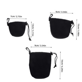 LALAFINA 3pcs Neoprene Camera Lens Bags Small Medium Large Drawstring Lens Protector Pouches for DSLR Mirrorless Cameras Moisture Bump Resistant