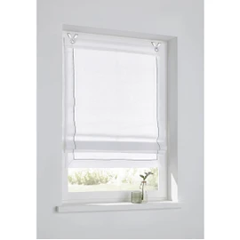 Roman Blind 'Bente' White Semi-Transparent with Decorative Stitching All Around With Stainless Steel Hooks for Mounting Without Drilling Width 80 cm x Height 140 cm