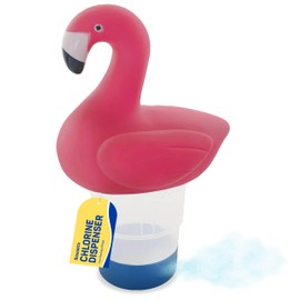 Floating Flamingo Shape Chlorine Dispenser for Pools Fits 3" Tablets - Pool Chlorine Floater with Adjustable Flow Vents Balanced Chemical Dispenser [3 Tablet Capacity] 7" Diameter Floater