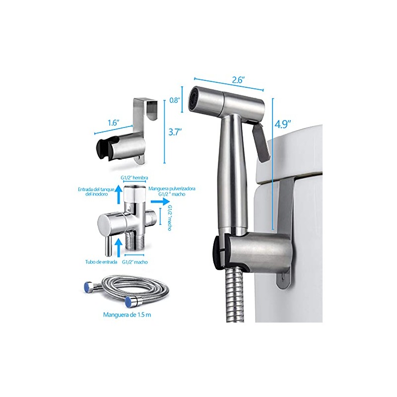 Bidet Pulverizador de acero inoxidable, Rociador para bidé de mano