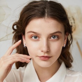 Gacimy Silver Huggie Earrings for Women 14k White Gold Plated, Small Hoop Earrings for Women, 1/2 Inch Round