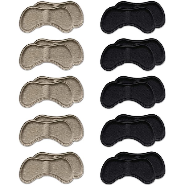 10 Pairs of Comfortable Heel Pads | Heel Pads | Shoe Insoles | For More Comfort and a Better Fitting Shoe | 5 Pairs Black & 5 Pairs Beige
