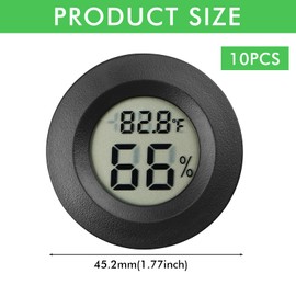 Digital Hygrometer Thermometer for Indoors: WIYETY 10 Pack LCD Mini Humidity Meter ℃/℉ Room Thermometer Mini Hygrometer for Greenhouse Cellar Baby Room Black Round