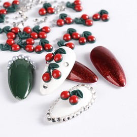 3D Cherry Nail Charms,40Pcs 3D Cherry Nail Rhinestone for Acrylic Nails Cherry Blossom Spring Nail Art Supplies Flat Base Cherry Nail Design Charms Glitter Nail Accessories Decoration Jewelry Crafts