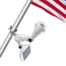 GULADUS Solar Flag Pole Light, Flag Pole Spot Light Solar Powered with Adjustable Metal Clamps Fits 1-1.5" Flagpole, Up to 10 Hrs for Gardern Yard Flagpole (White)