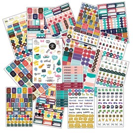 ONEBO 16 Sheets Planner Stickers,Bill Pay Stickers,Daily Planning Stickers,with Multiple Colors Assorted Themes and Designs,for Calendars, Journals, and Diary Planners