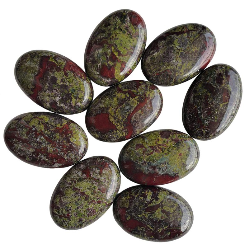 Lovionus89 Dragon Bloodstone Worry Stones, Natural Oval Palm Tree Bag