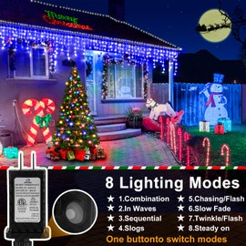Christmas Lights Outdoor, 164FT 1600 LED Ice Lights for Outside with 320 Drops, 8 Modes Timer Memory Function, IP44 Waterproof Ice String Lights for Christmas Party Eaves Yard Decor (Blue)