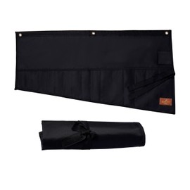 16 Pockets Wrench Roll Up Pouch, Ratchet & Standard (SAE/MM) Wrench Roll Pouches, Heavy Duty Tool Bag, 100% PVC Laminated Waterproof Tools Pouch - (Tools are not Included) (Coal Black)