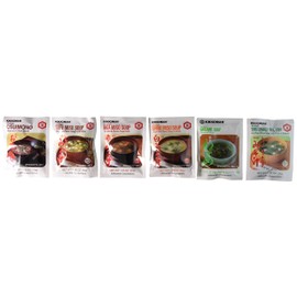 Kikkoman Instant Soup 6 Variety Pack - Miso-tofu , Tofu- Spinach Soup, Shiro Miso , Aka Miso , Osuimino Japanese Clear, Wakame