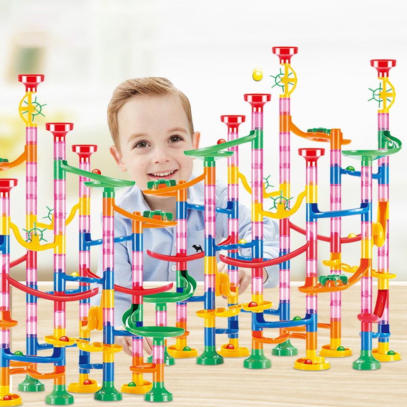 Marble Run Building Blocks Three Dimensional DIY Race Track Marble