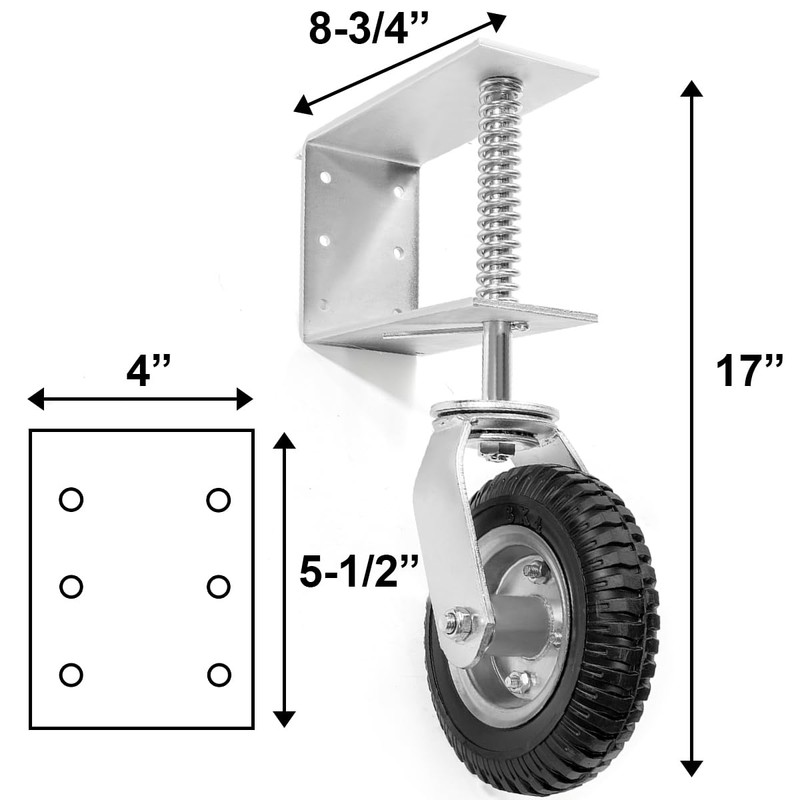 Stark 2PCS Universal 8" Flat-Free Tire Gate Wheel Chainlink Spring-Loaded