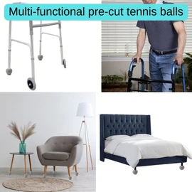 Precut Tennis Balls for Walkers 4 PCS Walker Tennis Ball for Furniture Legs and Floor Protection Heavy Duty Long Lasting Felt Pad Glide,Fit Most Walkers (Black)
