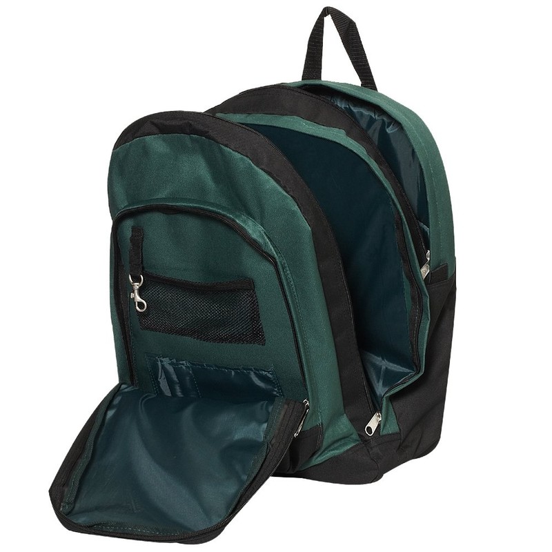 Everest Double Main Compartment Backpack, Dark Green, One Size