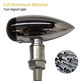 JMTBNO 2x Motorcycle Mini Indicator Light E-Approved Halogen Bullet Aluminium Chrome 12 V for Cruiser Chopper Bobber Cafe Racer Scooter Quad Bike